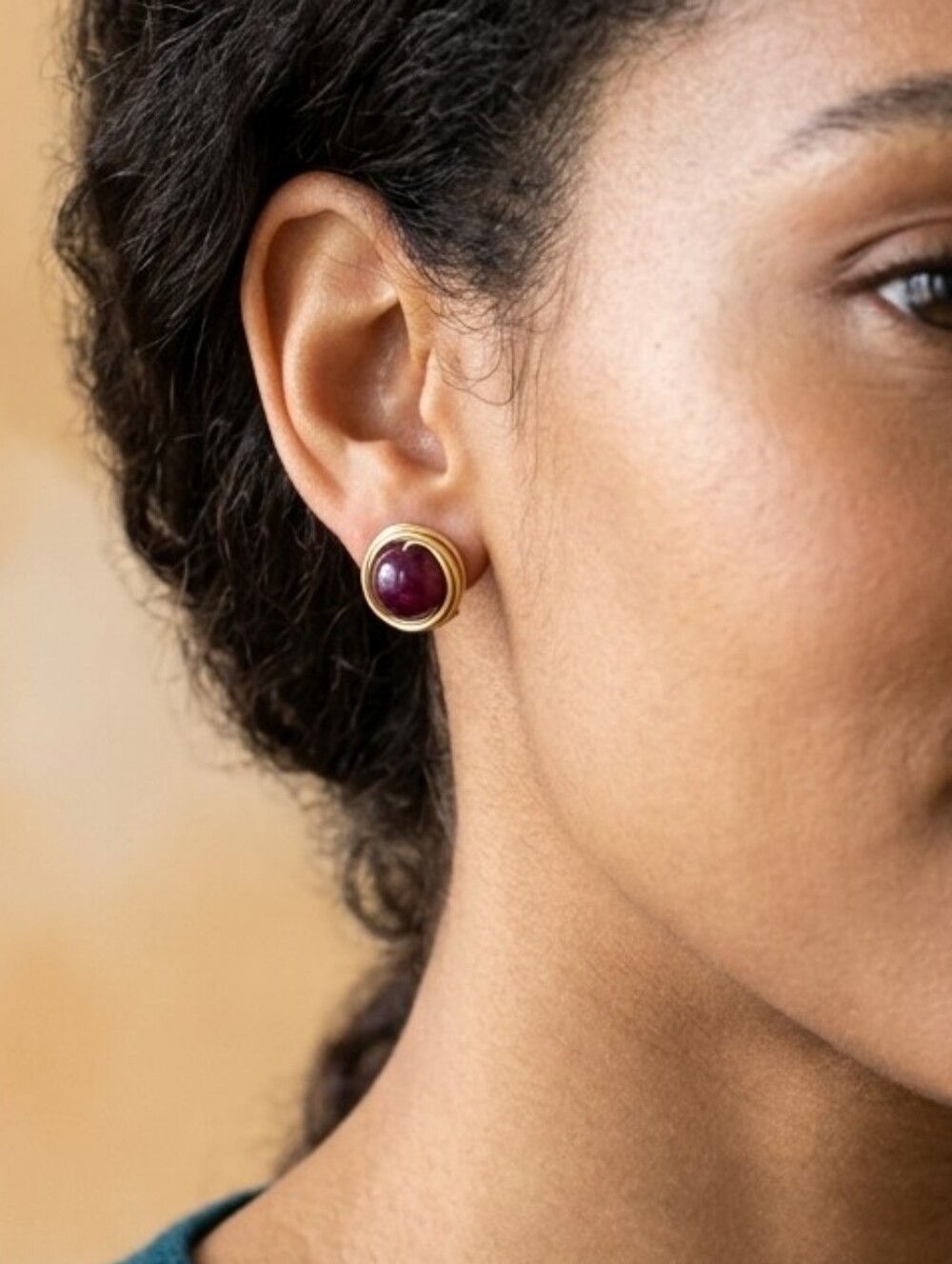 Handcrafted Wire Wrapped Bead Stud Earrings